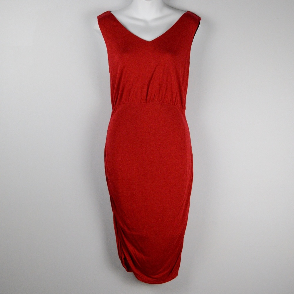French Connection Sleeveless Ruched Red Dress - Picture 1 of 7